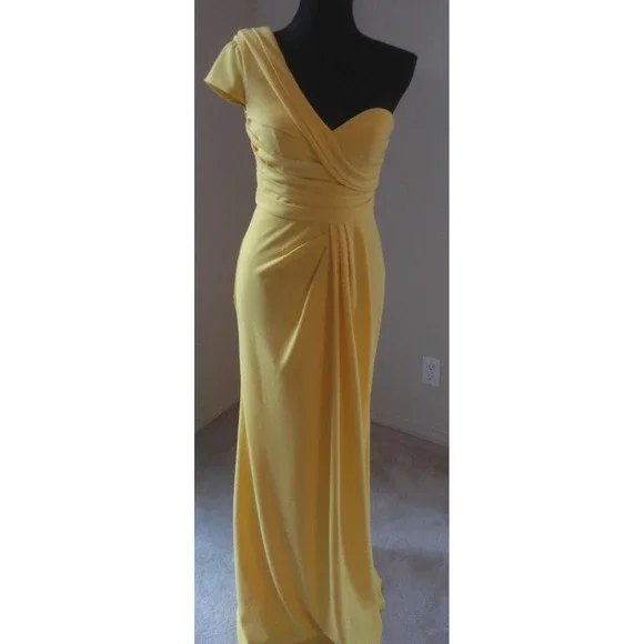 Betsy & Adam | Dresses | Betsey Adam Womens Bright Yellow One Shoulder  Formal Floor Length Gown Size 2 | Poshmark